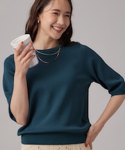 【ガンガン洗える/毛玉になりにくい】二の腕見せない 5分袖ニット