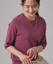 【ガンガン洗える/毛玉になりにくい】二の腕見せない 5分袖ニット
