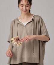 【2点セット/洗濯機可】大人の抜け感 インせず決まるリボン付きブラウス&タンクトップ