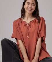 【2点セット/洗濯機可】大人の抜け感 インせず決まるリボン付きブラウス&タンクトップ