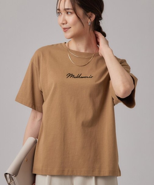【S-LL/洗濯機可】大人っぽく着られる ジェルロゴプリントTシャツ