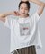 【洗濯機可/体型カバー】プリントデザインが目を惹く 裾シャーリングTシャツ