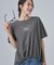 【洗濯機可/体型カバー】プリントデザインが目を惹く 裾シャーリングTシャツ