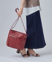 【多収納/汚れが目立ちにくい】8ポケット合皮2WAY ショルダーバッグ
