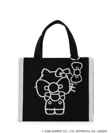 【HELLO KITTY コラボ】バイカラーニットトート