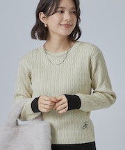 配色ケーブルニットTOPS