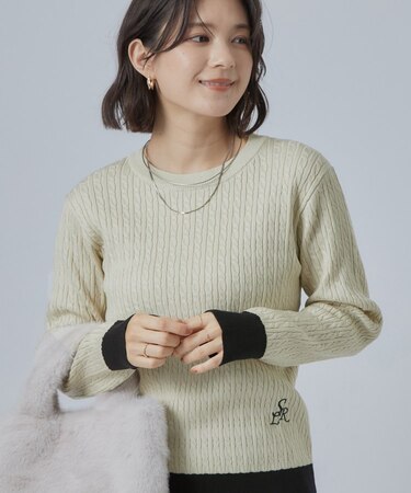 配色ケーブルニットTOPS