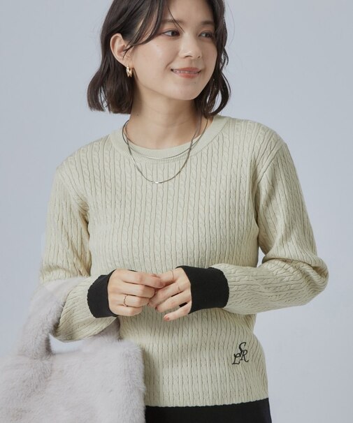 配色ケーブルニットTOPS