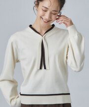 もちもち配色ボウタイニットTOPS
