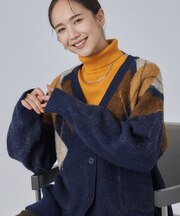 アーガイル柄ふわふわカーディガン