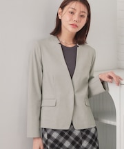 【接触冷感/吸水速乾】ノーカラージャケット/セットアップ対応可《洗える/防シワ/ストレッチ》