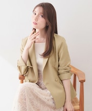 《再入荷》ダブルブレストテーラードジャケット【接触冷感／吸水速乾／イージーアイロン／防シワ／洗濯機OK】