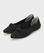 【抗菌防臭加工】リボンデザインニットパンプス