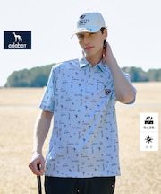 【ADABAT NAVY】吸水速乾/UVカット サルーキサマーロゴプリント半袖ポロシャツ