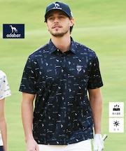 【ADABAT NAVY】吸水速乾/UVカット サルーキサマーロゴプリント半袖ポロシャツ