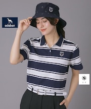 【ADABAT NAVY】UVカット ランダムボーダー半袖ポロシャツ