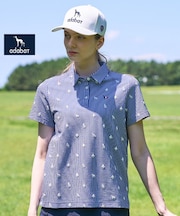 【ADABAT NAVY】モノグラムサッカー半袖ポロシャツ