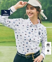【ADABAT NAVY】フィルサーモ モノグラム長袖ポロシャツ