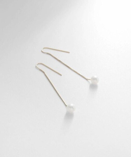 K18パール コンパクトチェーン フックピアス