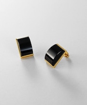 シルバー オニキス バフトップカットピアス GP