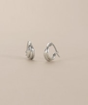 プラチナ 甲丸トリプル フープピアス
