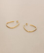 K10中空トラペーズフープ スタッドピアス大
