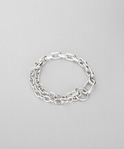 シルバー ミックスチェーン ケーブルカラビナブレスレット