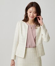 【日本製】ツィードノーカラージャケット
