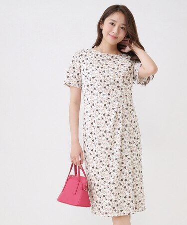 【手洗い可/日本製】タック入タイトワンピース