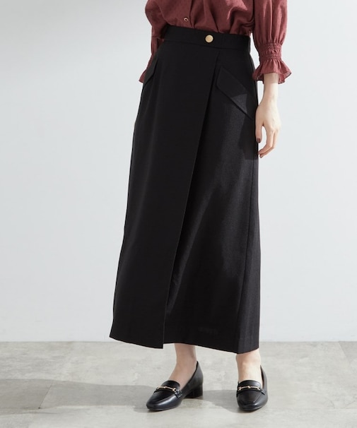 秋先取り フラップポケットラップスカート