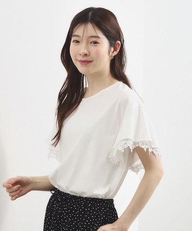 【二の腕カバー、UV】涼しく華やかに、レースレイヤードスリーブTシャツ