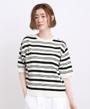 【UVカット・洗濯機◎】Tシャツ感覚で着られるコットン混ニット