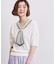 【大人気アイテム5分袖で登場！】スカーフ柄ボウタイ五分袖ニットプルオーバ―