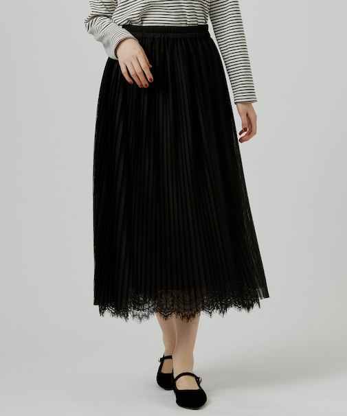 【着回し◎・大人フェミニン】リバーシブルチュールプリーツスカート