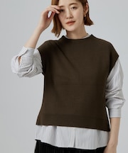 【2点セット/時短・着回し】着るだけでコーデが完成 ニットベスト×シャツ