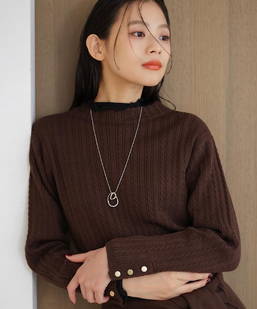【毛玉軽減】すっきり美人見え ケーブルニット
