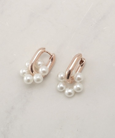 メタル&パール調2wayフープピアス