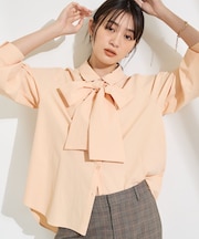 【ストレッチ◎】取外し可ボウタイシャツ