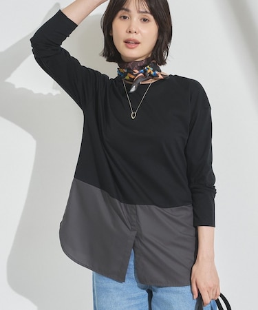 【レイヤードにおすすめ】シャツコンビ ロングTシャツ