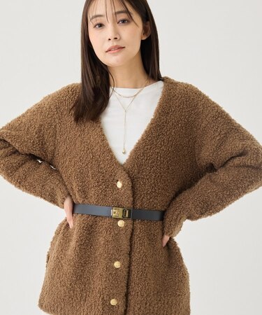 【品よく軽い!】メリノフェザー Vネックニットカーディガン