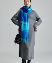 【軽量／カシミヤ混／体型カバー】ハイネックニットワンピース