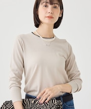 【上品な光沢感】エクストラファインウール クルーネックニット