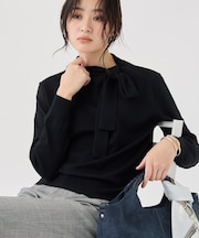【風合い〇／キレイめ華やか】サイドボウタイニット