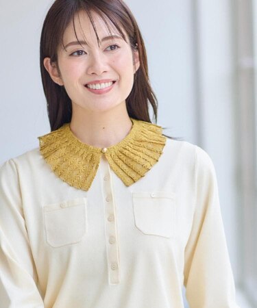 【コーディネートのポイントに◎/同素材スカートあり】レース付け衿