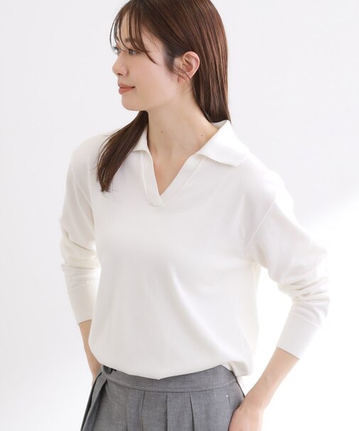 スキッパーネックニットプルオーバー