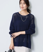 【レイヤードにおすすめ◎】メッシュ風ドライタッチニット