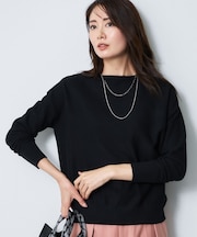 【洗える】ボートネックニットトップス