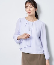 【SS-4Lサイズ/通勤/セレモニー】クルーネック シフォンブラウス