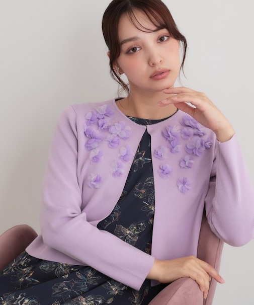 【手洗い可】花モチーフカーディガン