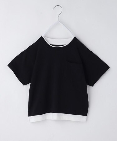 【110-160】レイヤード風半袖Tシャツ/洗濯機OK